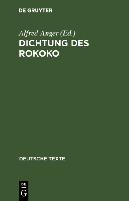 Alfred Anger - Dichtung des Rokoko, E-bok