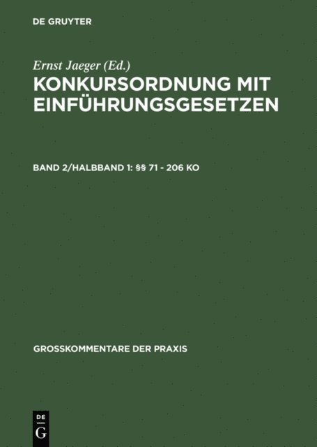 Friedrich Weber - §§ 71 - 206 KO, E-bok