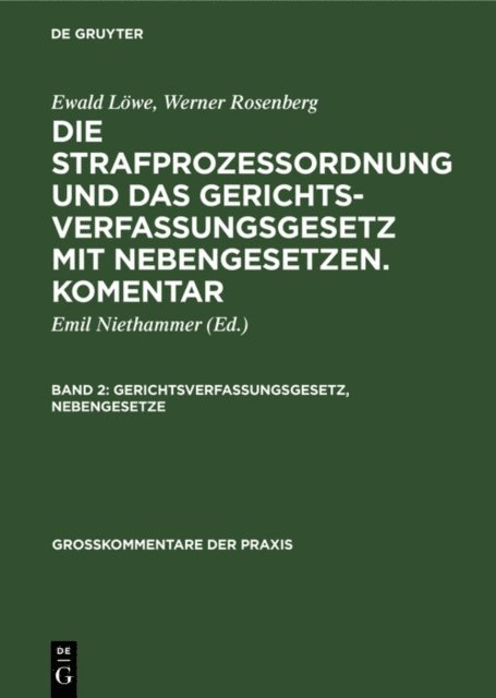 Emil Niethammer - Gerichtsverfassungsgesetz, Nebengesetze, E-bok