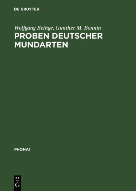 Gunther M. Bonnin, Wolfgang Bethge - Proben deutscher Mundarten, E-bok
