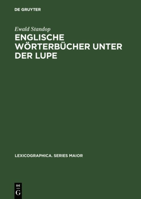 Ewald Standop - Englische Wörterbücher unter der Lupe, E-bok