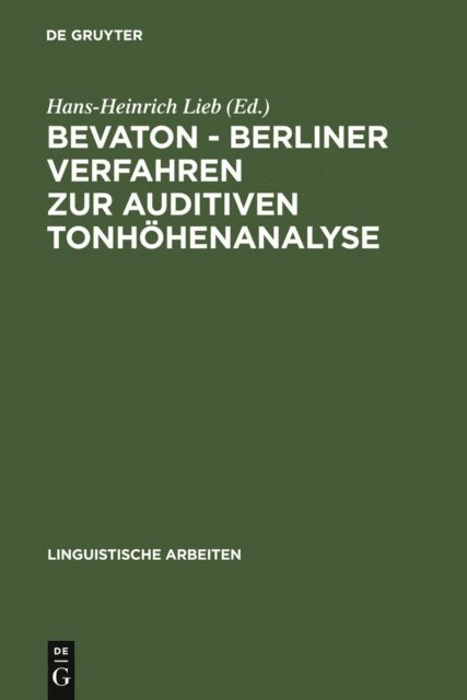 Hans-Heinrich Lieb - BEVATON - Berliner Verfahren zur auditiven Tonhöhenanalyse, E-bok
