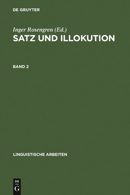 Inger Rosengren - Satz und Illokution, E-bok