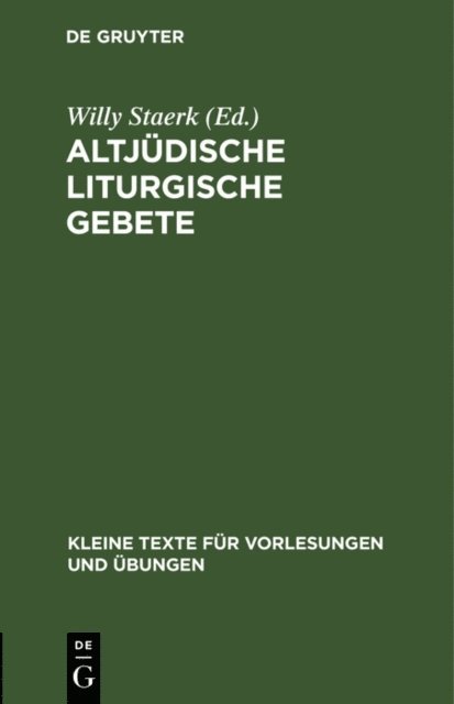 Willy Staerk - Altjüdische liturgische Gebete, E-bok