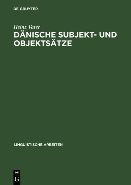 Heinz Vater - Dänische Subjekt- und Objektsätze, E-bok