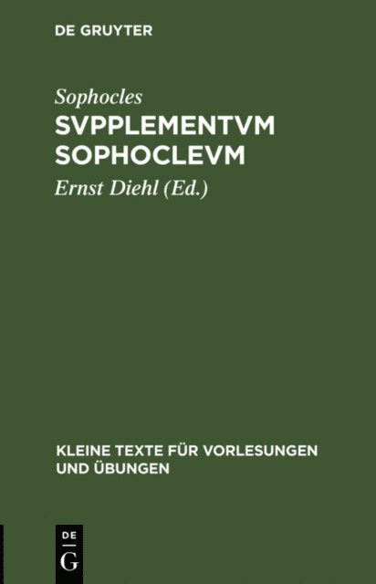 Sophocles, Ernst Diehl - Svpplementvm Sophoclevm, E-bok