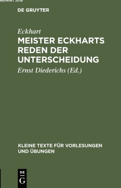 Eckhart, Ernst Diederichs - Meister Eckharts Reden der Unterscheidung, E-bok