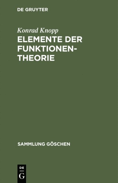 Konrad Knopp - Elemente der Funktionentheorie, E-bok
