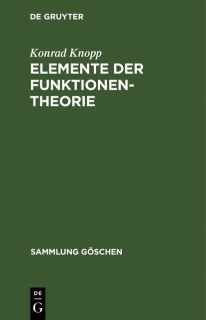 Konrad Knopp - Elemente der Funktionentheorie, E-bok