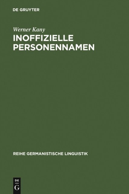 Werner Kany - Inoffizielle Personennamen, E-bok