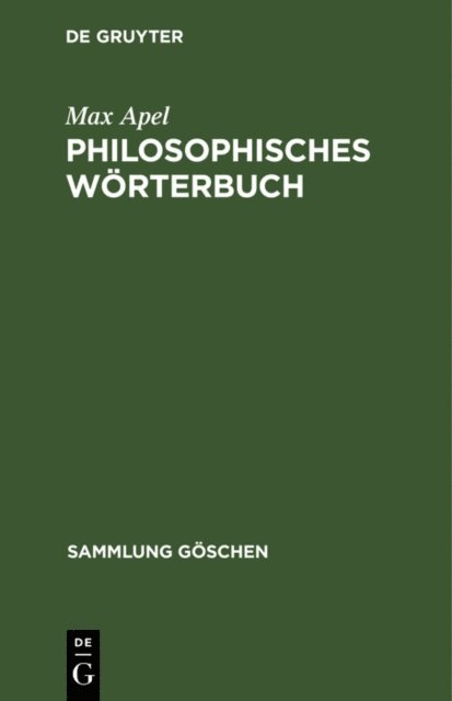 Max Apel - Philosophisches Wörterbuch, E-bok