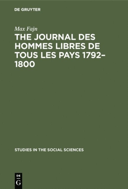 Max Fajn - journal des hommes libres de tous les pays 1792-1800, E-bok