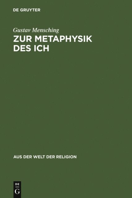 Gustav Mensching - Zur Metaphysik des Ich, E-bok