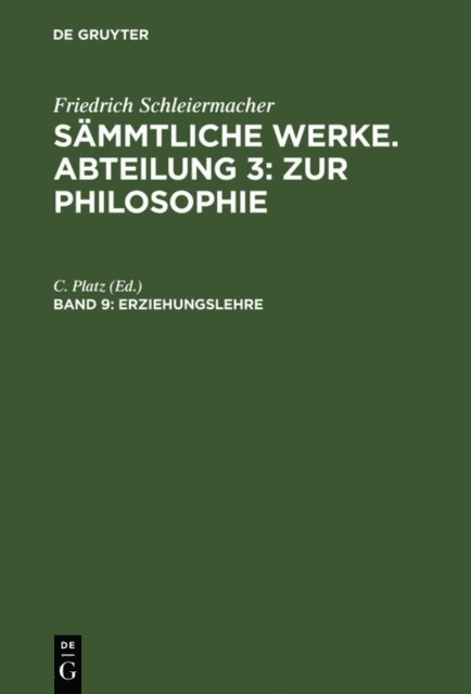 C. Platz - Erziehungslehre, E-bok