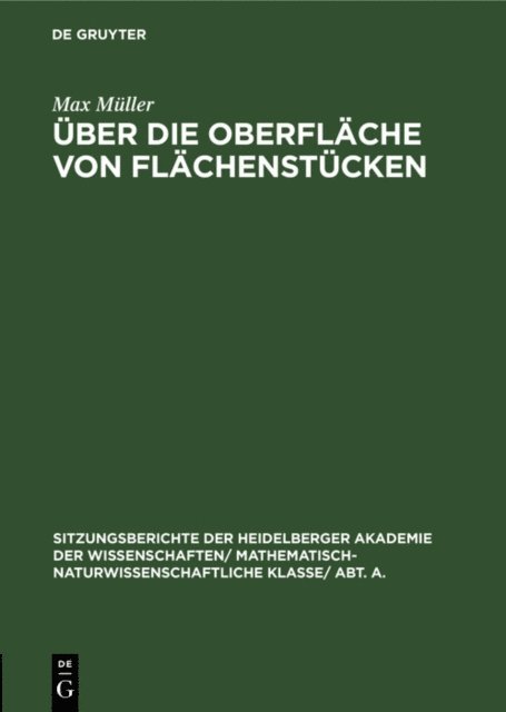 Max Muller - Über die Oberfläche von Flächenstücken, E-bok