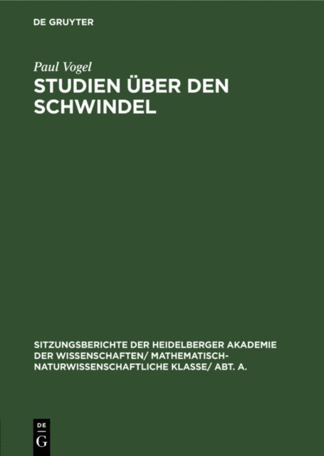 Paul Vogel - Studien über den Schwindel, E-bok
