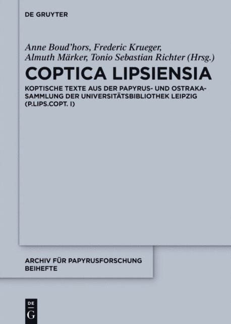 Tonio Sebastian Richter, Almuth Marker, Frederic Krueger, Anne Boud'hors - Coptica Lipsiensia, E-bok