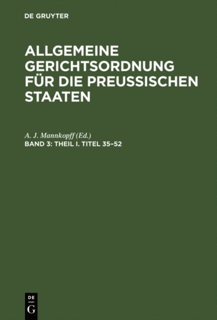 A. J. Mannkopff - Theil I. Titel 35–52, E-bok