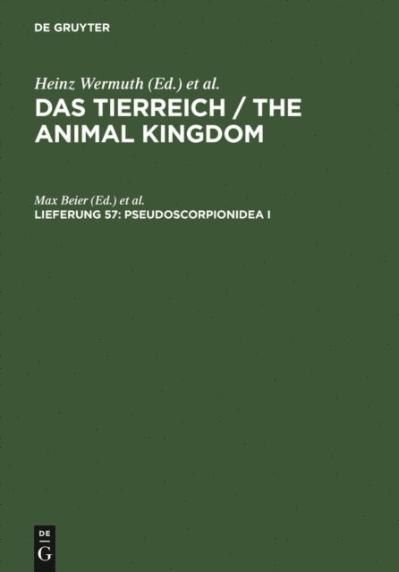Deutsche Zoologische Gesellschaft, Richard Hesse, Franz Eilhard Schulze, Robert Mertens, Heinz Wermuth, Max Beier - Pseudoscorpionidea I, E-bok