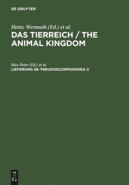 Deutsche Zoologische Gesellschaft, Richard Hesse, Franz Eilhard Schulze, Robert Mertens, Heinz Wermuth, Max Beier - Pseudoscorpionidea II, E-bok