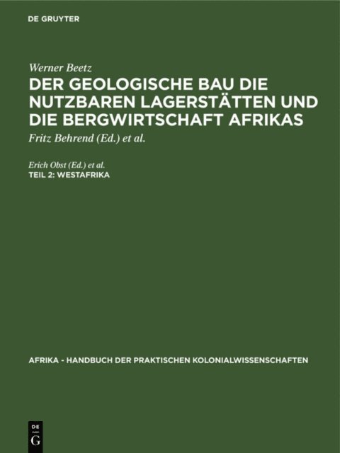 Werner Beetz, Erich Obst - Westafrika, E-bok
