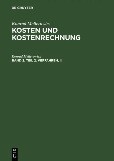 Konrad Mellerowicz - Verfahren, II, E-bok