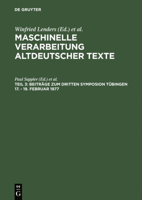 Erich Straner, Paul Sappler - Beiträge zum dritten Symposion Tübingen 17. - 19. Februar 1977, E-bok