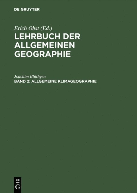 Joachim Bluthgen - Allgemeine Klimageographie, E-bok