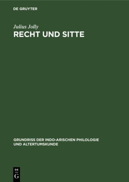 Julius Jolly - Recht und Sitte, E-bok