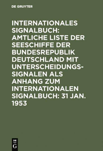 Reichsamt des Innern - 31 Jan. 1953, E-bok