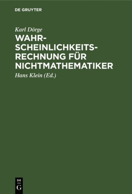 Karl Dorge, Hans Klein - Wahrscheinlichkeitsrechnung für Nichtmathematiker, E-bok