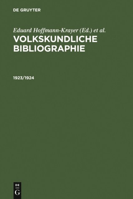Paul Geiger, Eduard Hoffmann-Krayer - 1923/1924, E-bok
