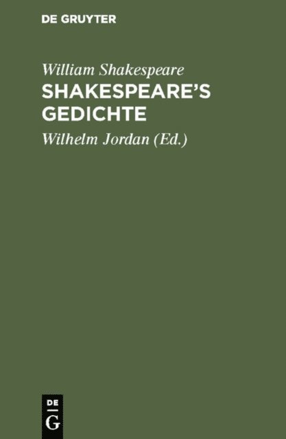 William Shakespeare, Wilhelm Jordan - Shakespeare’s Gedichte, E-bok