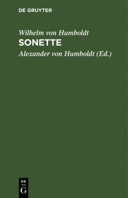 Wilhelm von Humboldt, Alexander von Humboldt - Sonette, E-bok