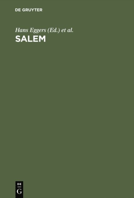 Sonderforschungsbereich Elektronische Sprachforschung <Saarbrucken> / Projektbereich Germanistik, Hans Eggers - SALEM, E-bok