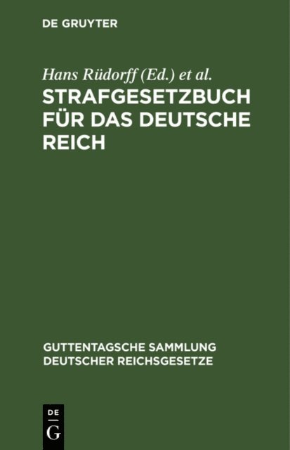 Hugo Appelius, Hans Rudorff - Strafgesetzbuch für das Deutsche Reich, E-bok