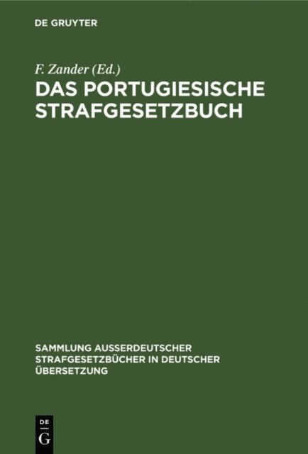 F. Zander - Das portugiesische Strafgesetzbuch, E-bok
