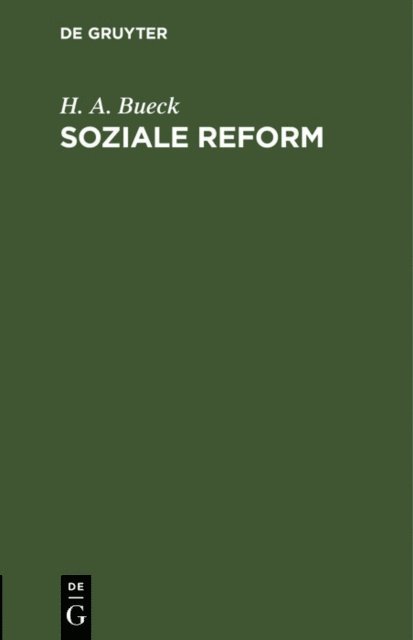 H. A. Bueck - Soziale Reform, E-bok