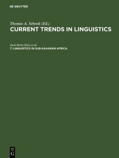 Thomas Albert Sebeok, Jack Berry - Linguistics in Sub-Saharan Africa, E-bok