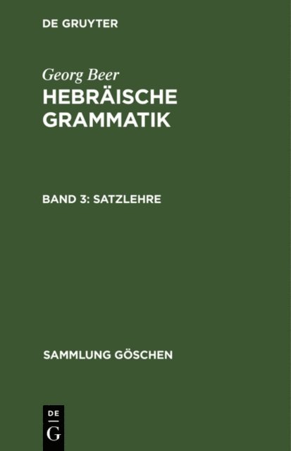 Georg Beer - Satzlehre, E-bok