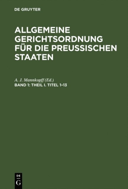 A. J. Mannkopff - Theil I. Titel 1–13, E-bok