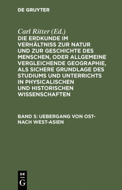 Carl Ritter, Carl Ritter - Uebergang von Ost- nach West-Asien, E-bok