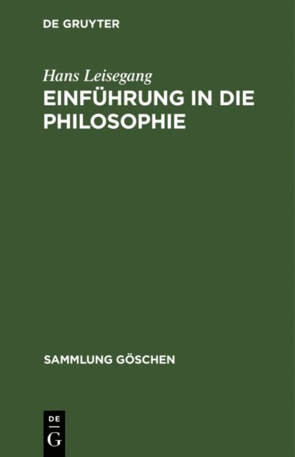 Hans Leisegang - Einführung in die Philosophie, E-bok