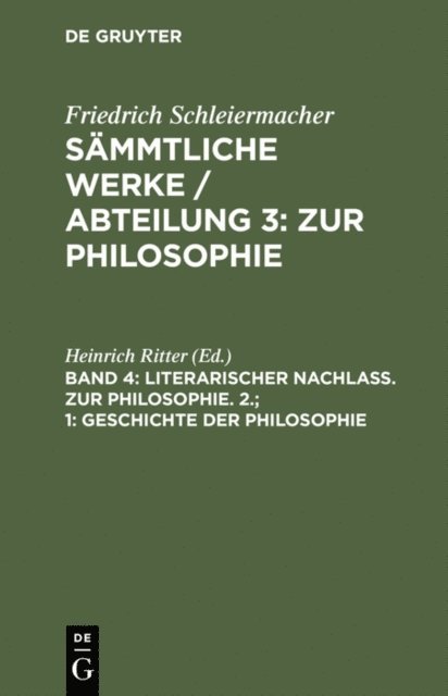 Heinrich Ritter - 1. Geschichte der Philosophie, E-bok