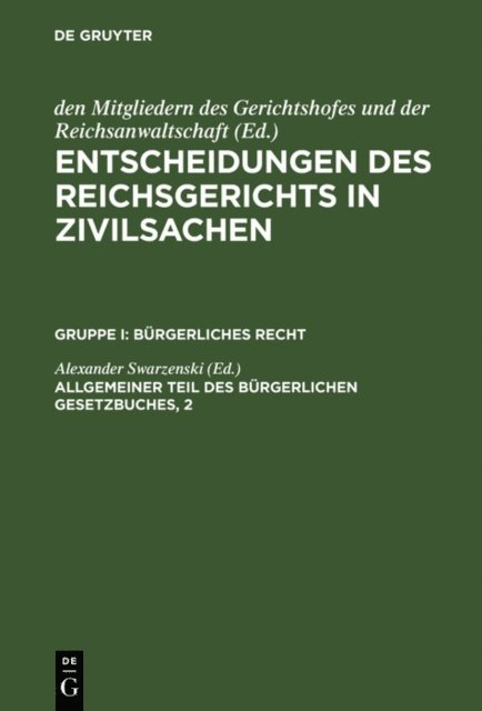 Alexander Swarzenski - Allgemeiner Teil des Bürgerlichen Gesetzbuches, 2, E-bok