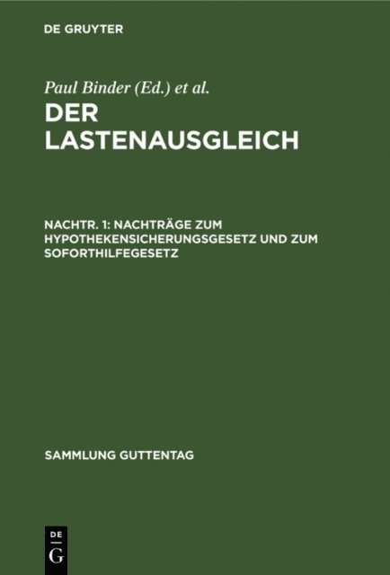 Josef Drexl, Paul Binder - Nachträge zum Hypothekensicherungsgesetz und zum Soforthilfegesetz, E-bok