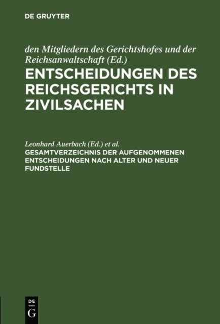 Johannes Eylau, Leonhard Auerbach - Gesamtverzeichnis der aufgenommenen Entscheidungen nach alter und neuer Fundstelle, E-bok