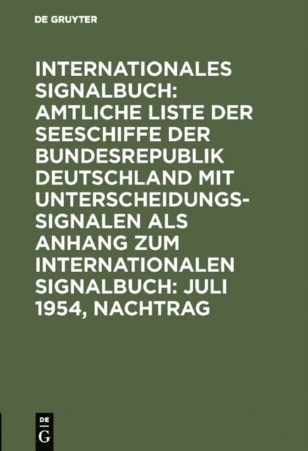 Reichsamt des Innern - Juli 1954, Nachtrag, E-bok