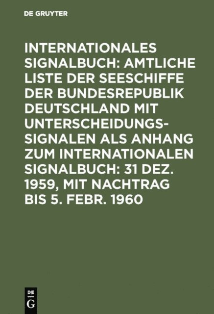 Reichsamt des Innern - 31 Dez. 1959, mit Nachtrag bis 5. Febr. 1960, E-bok
