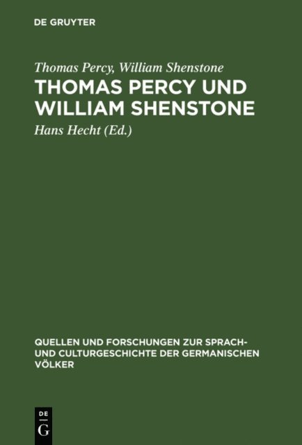 William Shenstone, Thomas Percy, Hans Hecht - Thomas Percy und William Shenstone, E-bok